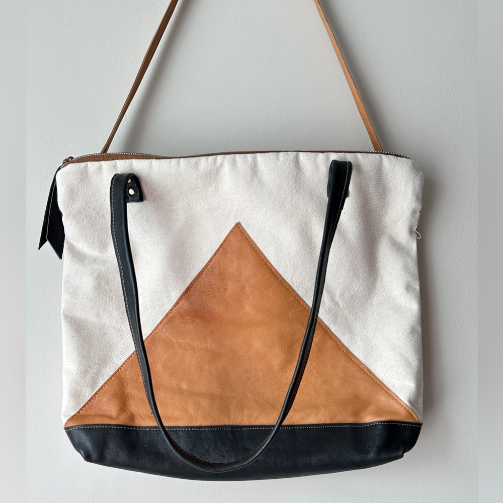 Melmax leather and canvas tote bag - Picture 14 of 15